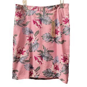 Pink Hawaiian Silk Bermuda Bay Size M Skirt NWT Lined Small Pocket
